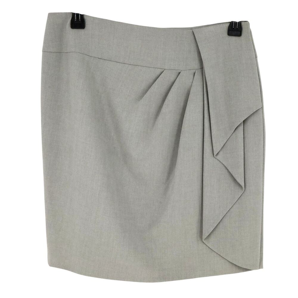 Calvin Klein Skirt Womens 12 Gray Pleated Front Lined Pencil Short Zip Career